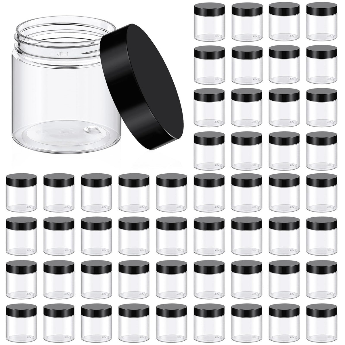 TUZAZO 4 Oz plastic container with black lid front view