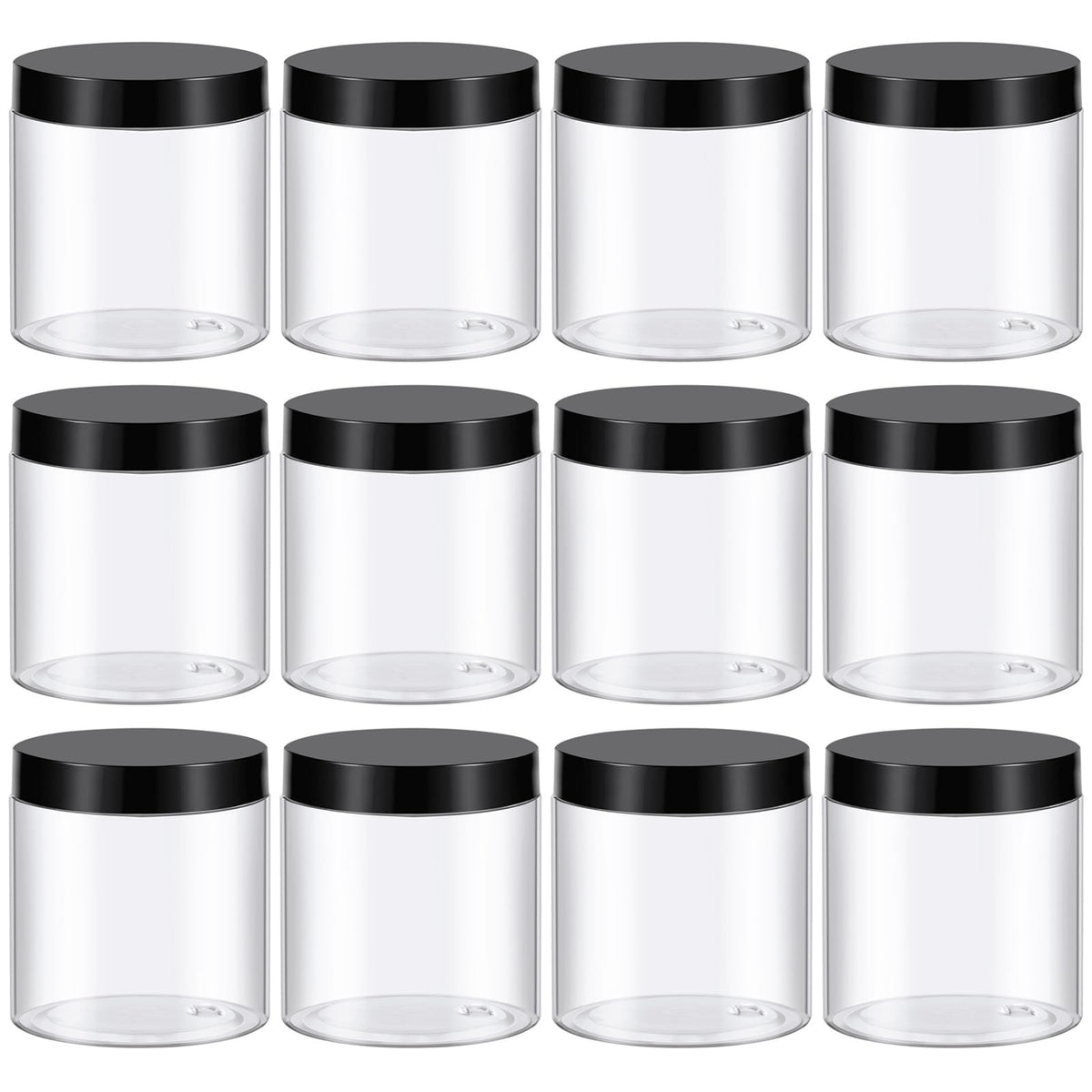 TUZAZO 8 oz plastic container front view with black lid
