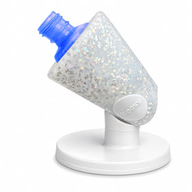 Tweexy Hinge Anti-Spill Nail Polish Holder in Silver Sparkle front view