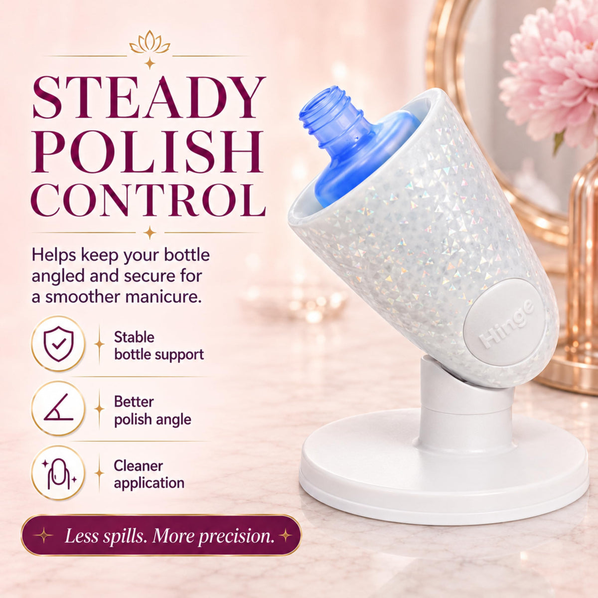 Tweexy Hinge nail polish holder showing IntelliStick Technology