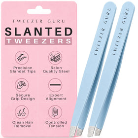 TWEEZER GURU precision slant-pointed tweezers front view