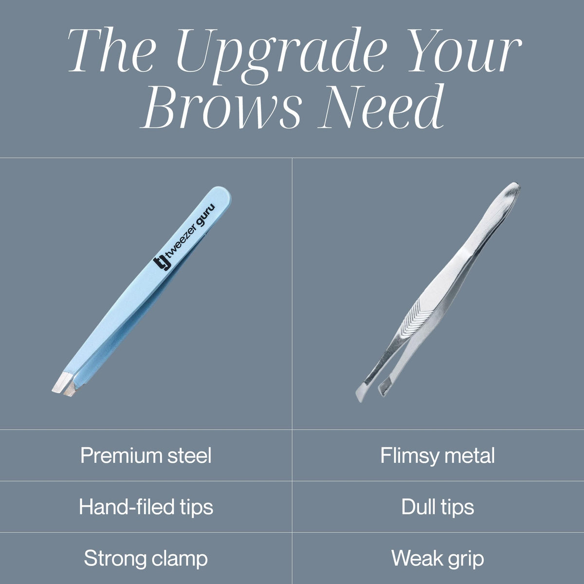 TWEEZER GURU tweezers angled for eyebrow grooming