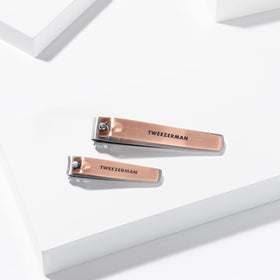 Tweezerman Combo Clipper Set Rose Gold on vanity