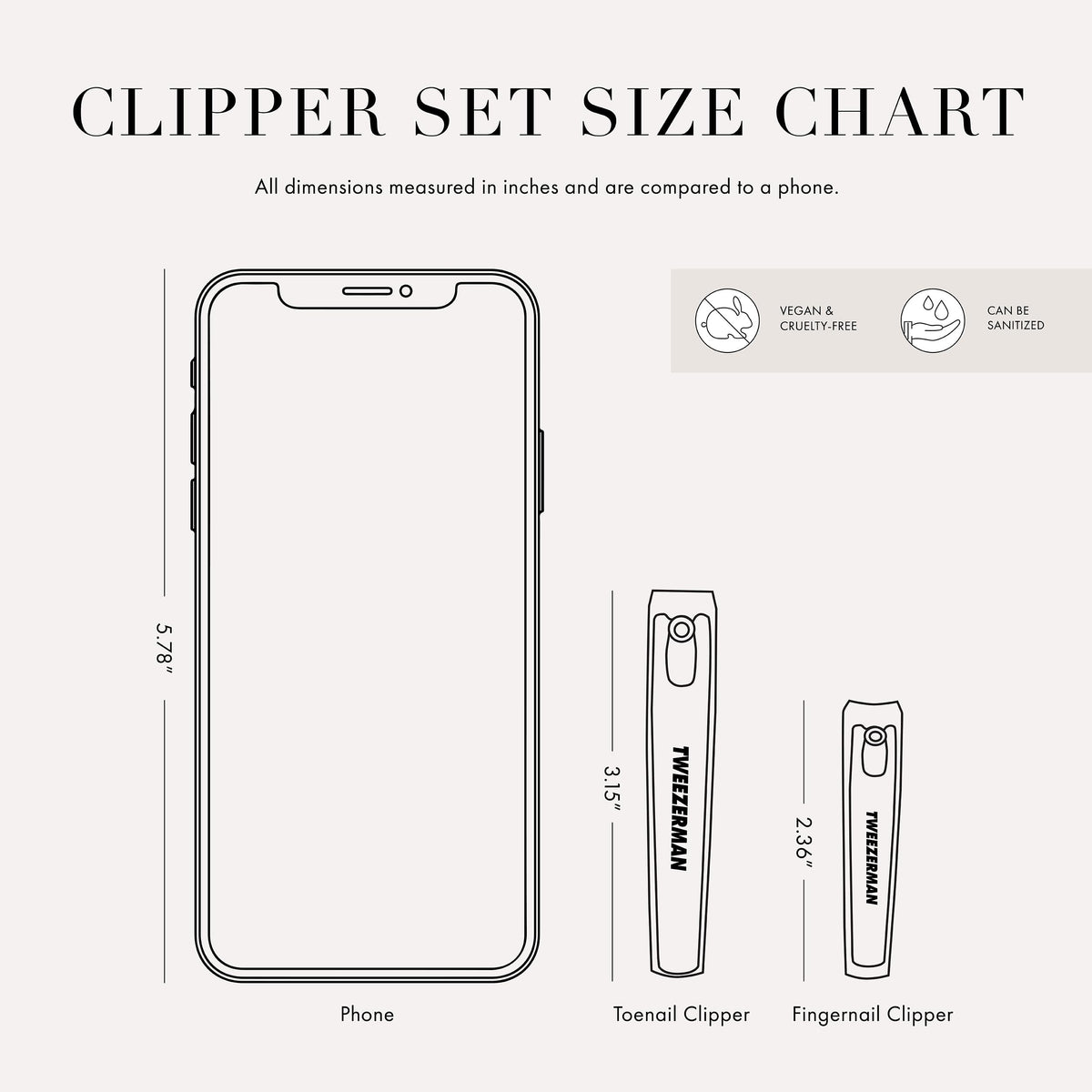 Tweezerman Combo Clipper Set with cleaning instructions