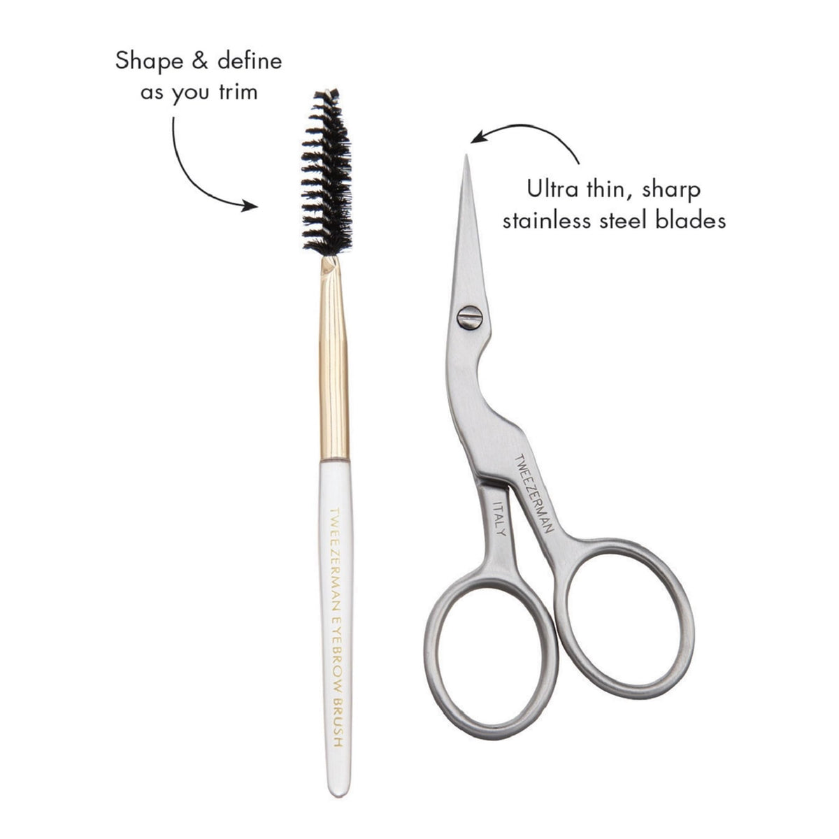 Tweezerman Eyebrow Scissors and Brush in packaging