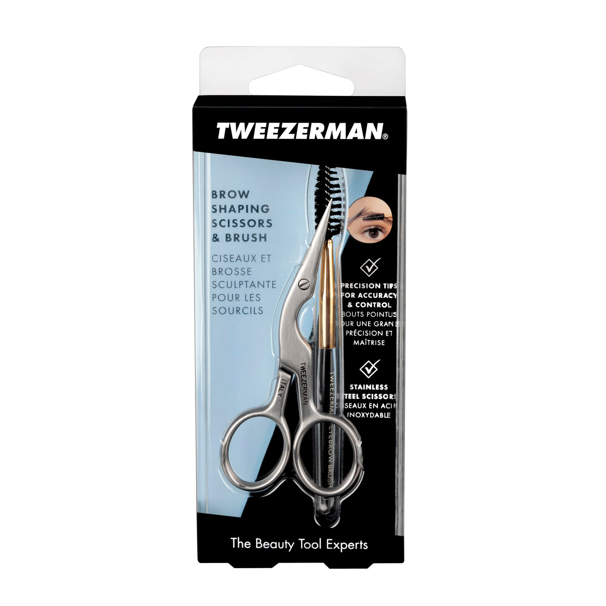 Tweezerman Eyebrow Shaping Brush showing bristle texture