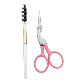 Tweezerman Eyebrow Shaping Scissors and Brush Tea Rose front view
