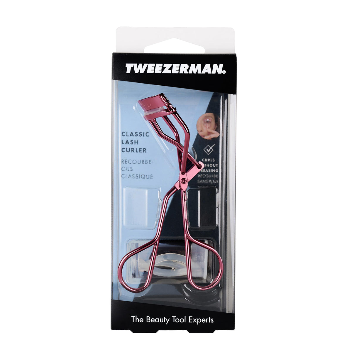 Tweezerman Eyelash Curler Tea Rose ergonomic design close-up