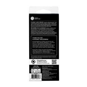 Tweezerman Eyelash Curler Tea Rose in use on eyelashes