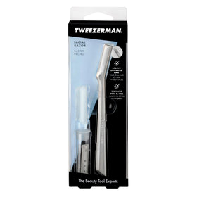 Tweezerman Facial Razor in use on clean skin