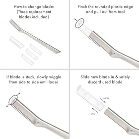 Tweezerman Facial Razor Replacement Blades showing three blades