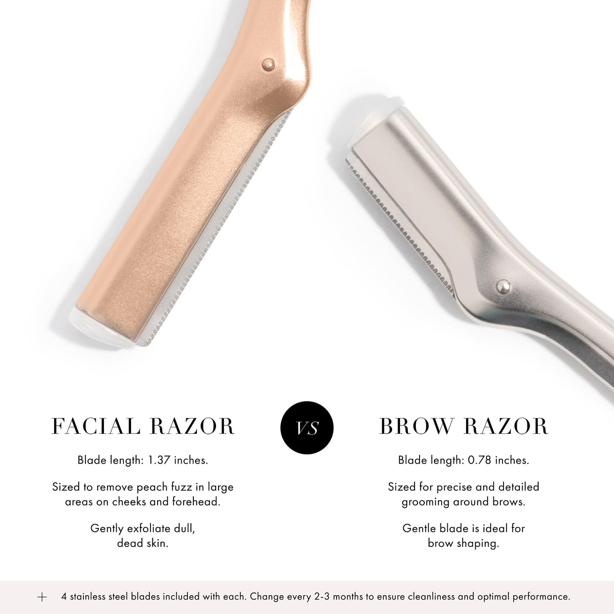 Tweezerman Facial Razor Rose Gold side view