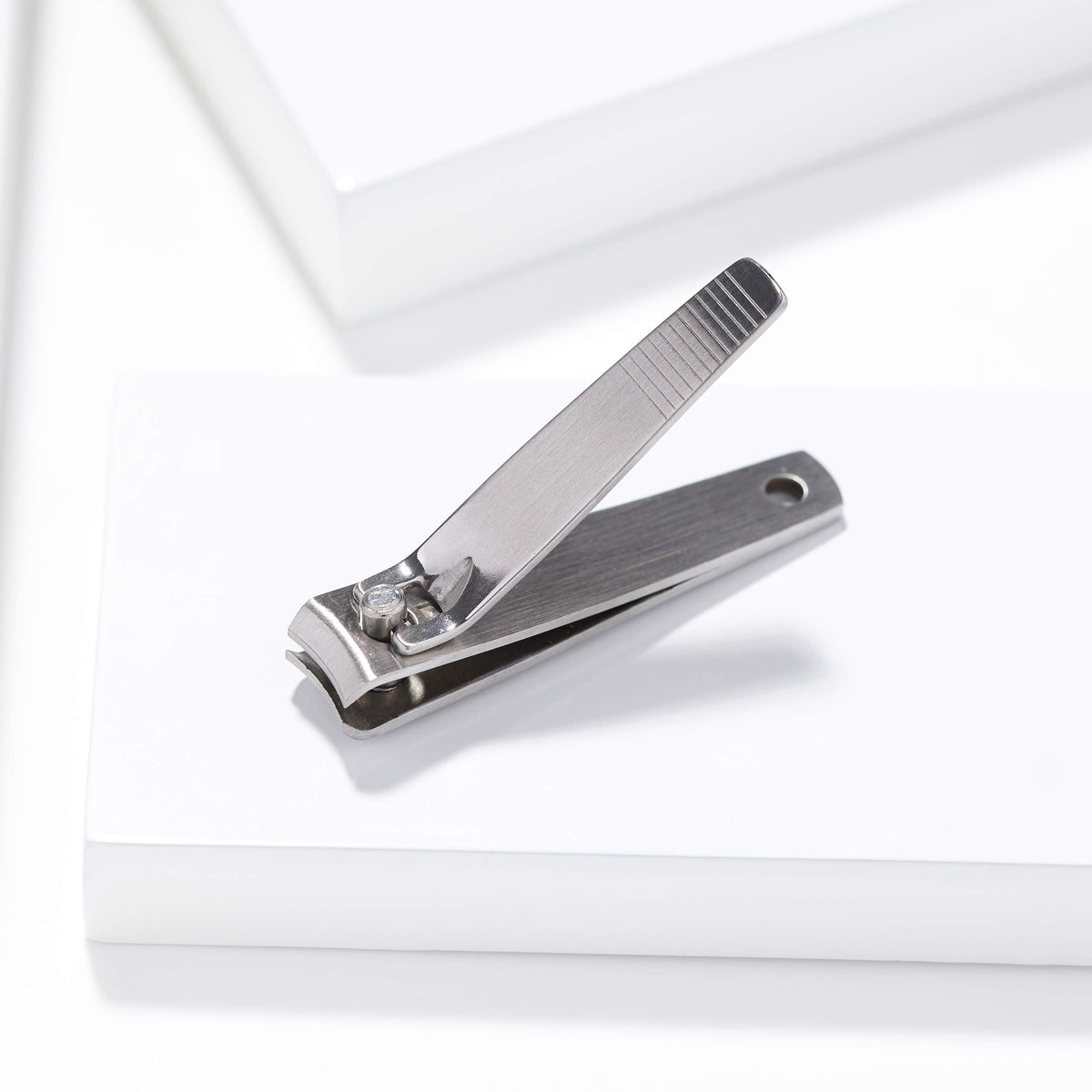 Tweezerman Fingernail Clipper showing sharp stainless steel cutting edges