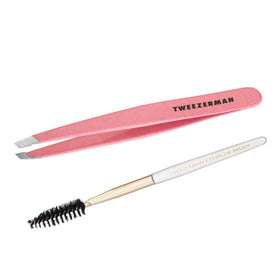 Tweezerman Full Slant Tweezer and Brow Brush Kit in Tea Rose