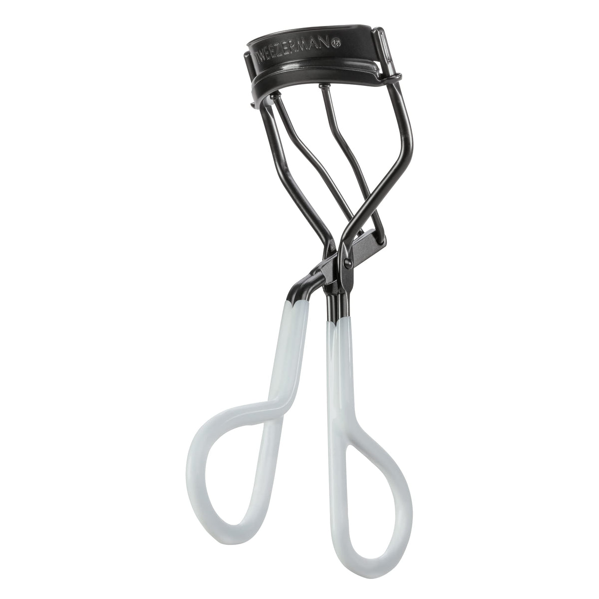 Tweezerman Great Grip Eyelash Curler front view in matte black