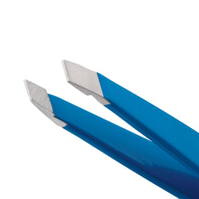 Tweezerman Mini Slant Tweezer Bahama Blue close-up of tips