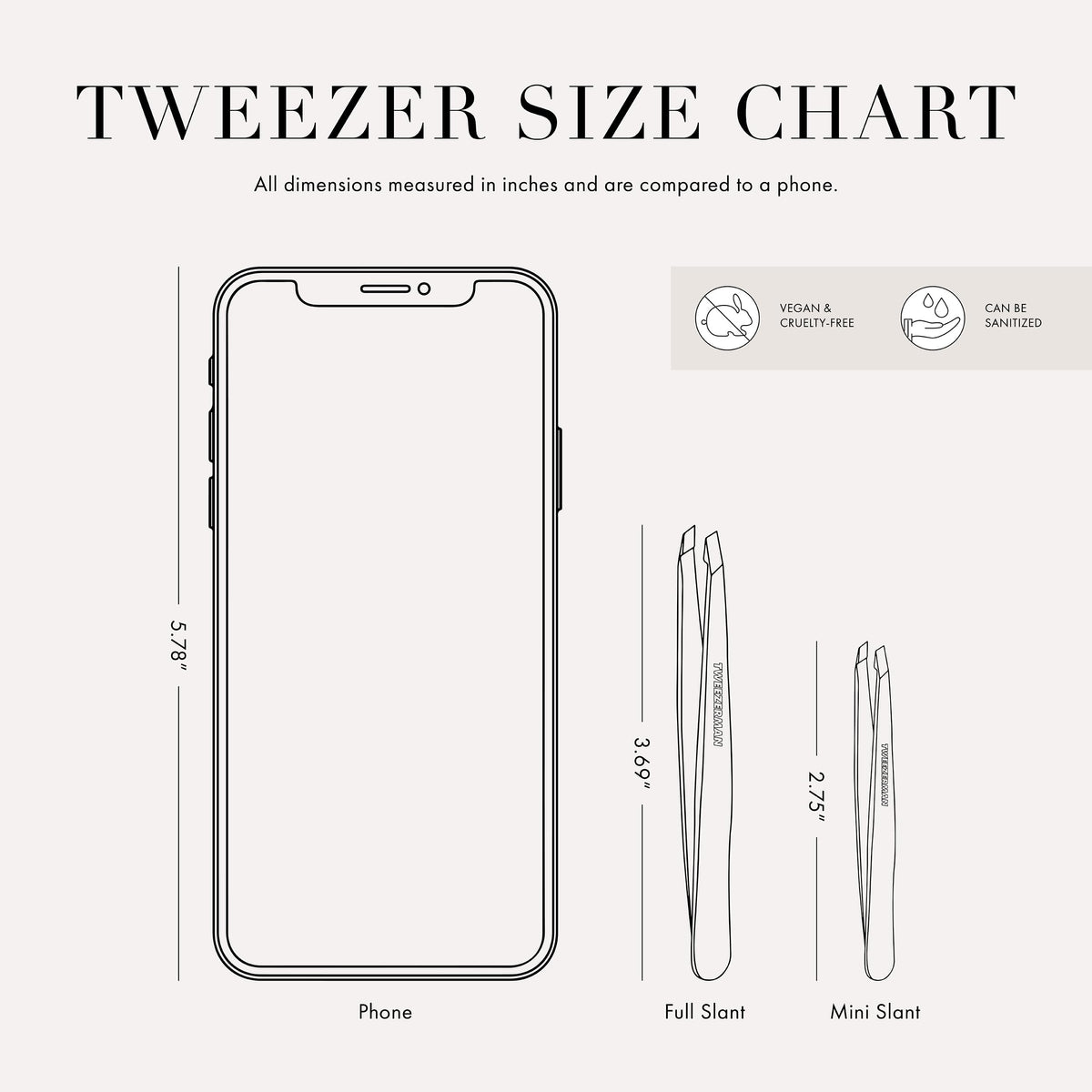 Tweezerman Mini Slant Tweezer side view showing precision tips