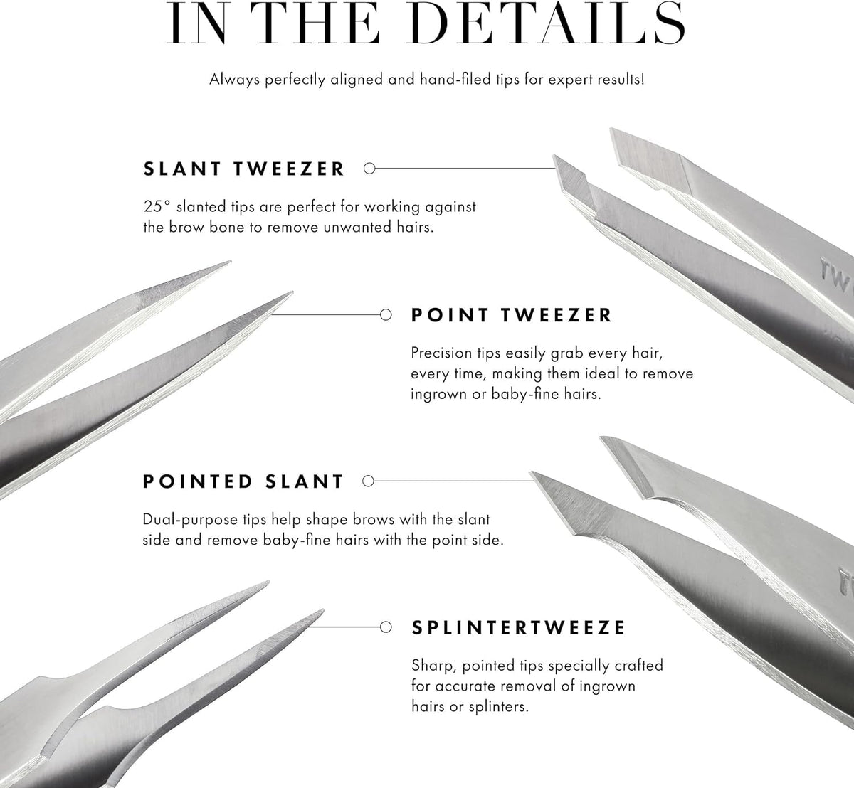 Tweezerman Mini Slant Tweezer with a warm washcloth for brow prep