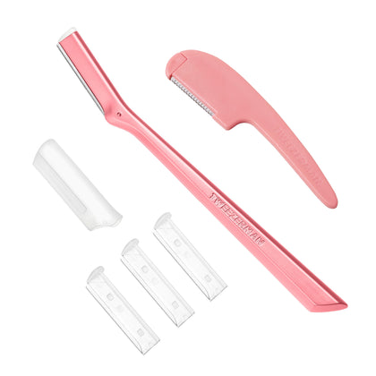 Tweezerman Prep & Plane Facial Razor Set Tea Rose front view