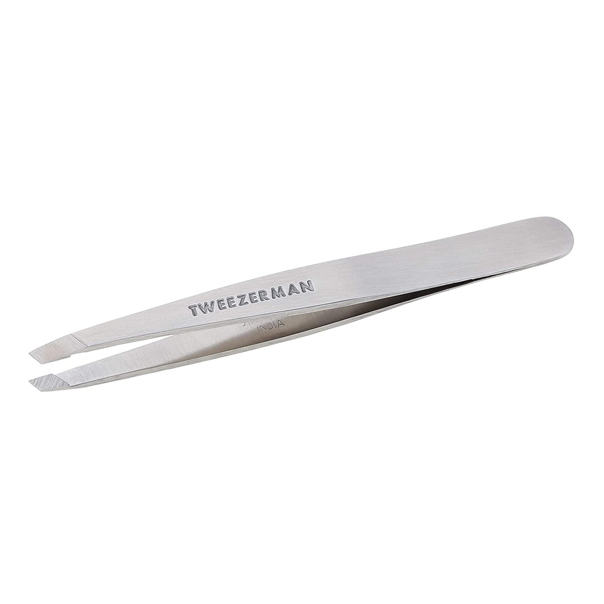 Tweezerman Slant Tweezer for Eyebrows Silver front view