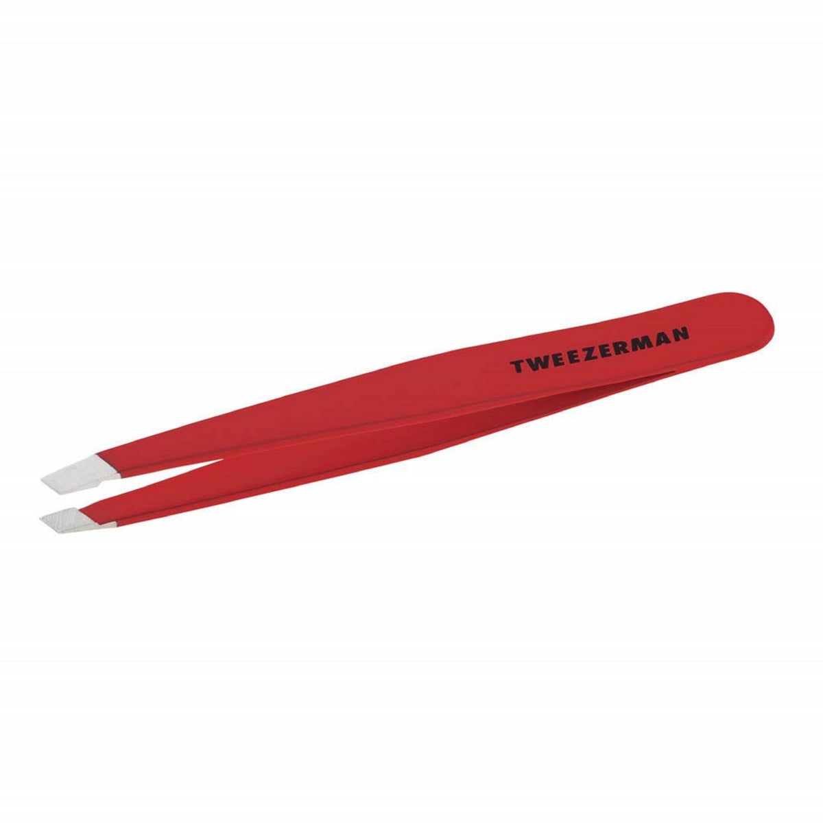 Tweezerman Slant Tweezer in signature red front view