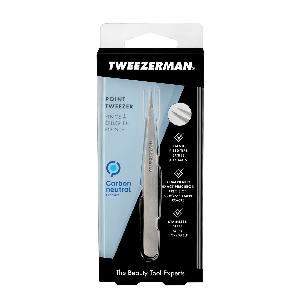 Tweezerman Steel Point Tweezer with warm washcloth for preparation