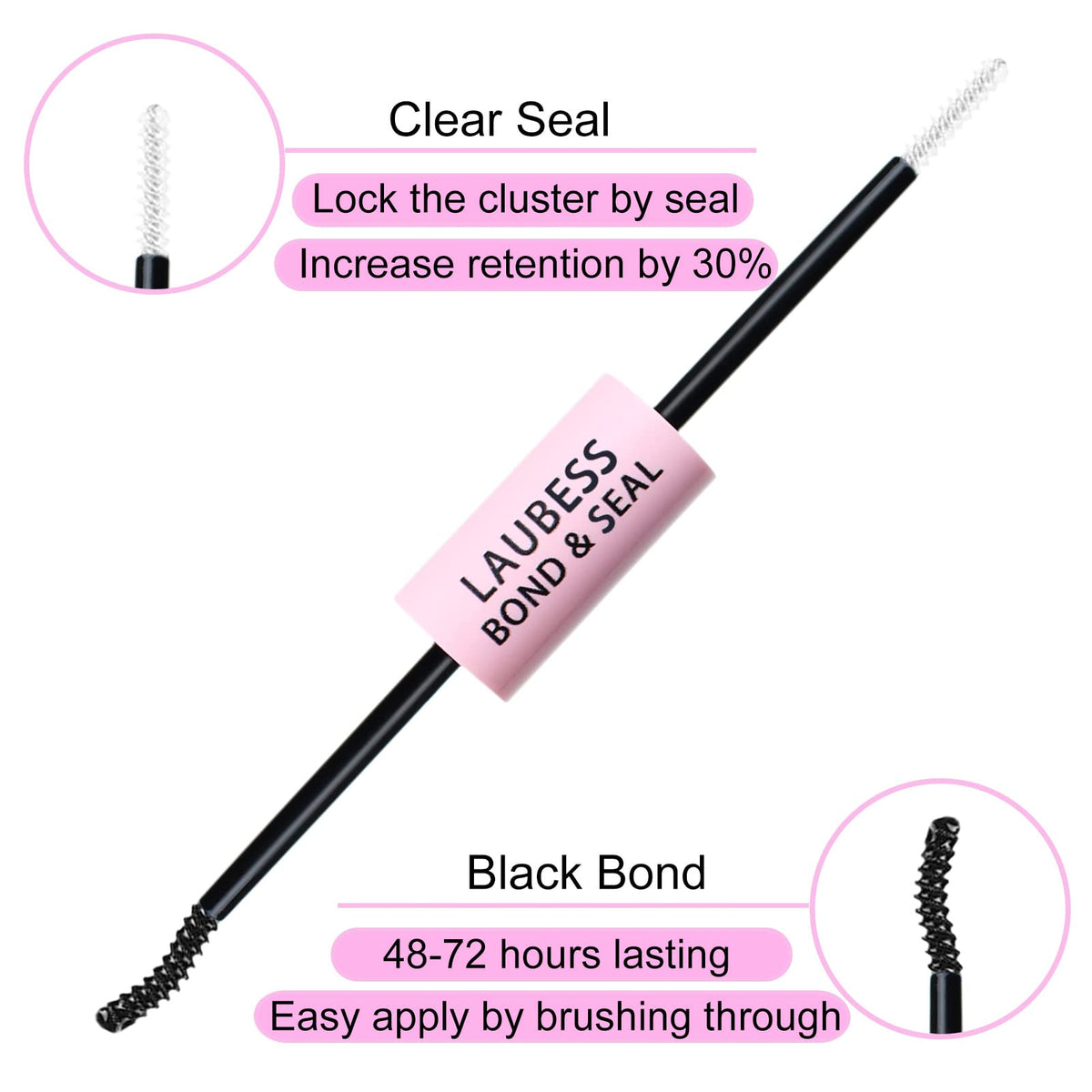 Tweezers and brush included in LAUBESS lash kit