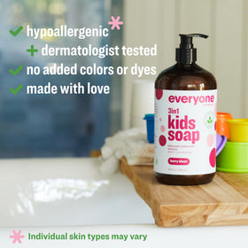 two 32 oz bottles of everyone Kids Soap with berry scent