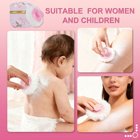 Two body powder puffs included with the container