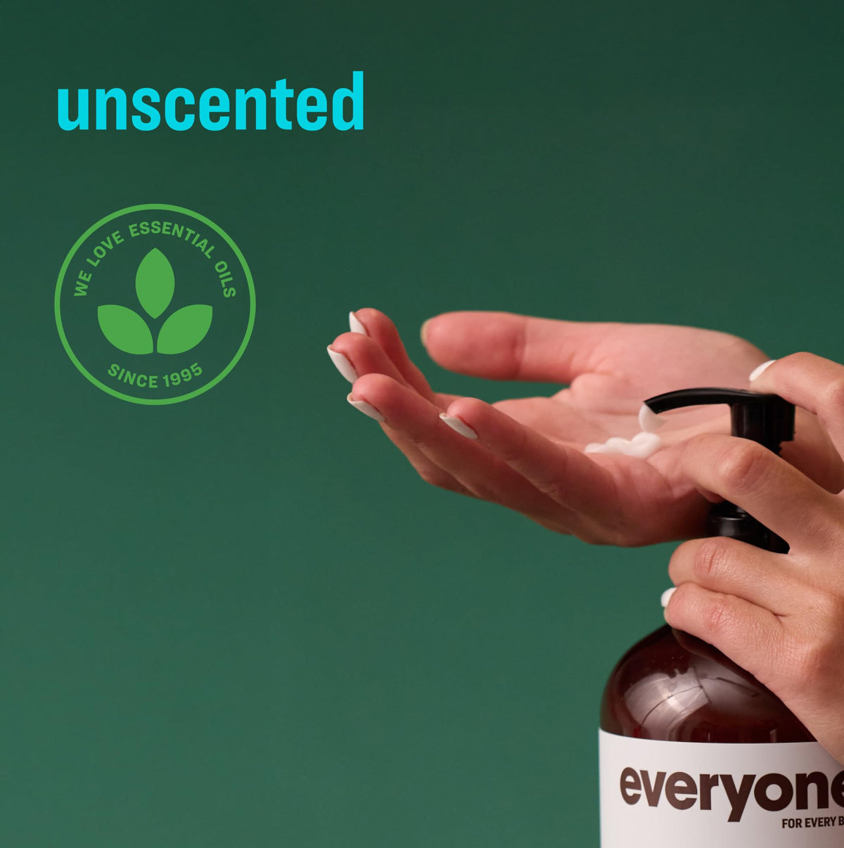 two bottles of everyone 2-in-1 Hand & Body Lotion 32 oz Unscented side view