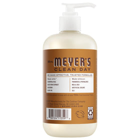 Two bottles of Mrs. MEYER'S Clean Day Liquid Hand Soap on a kitchen counter