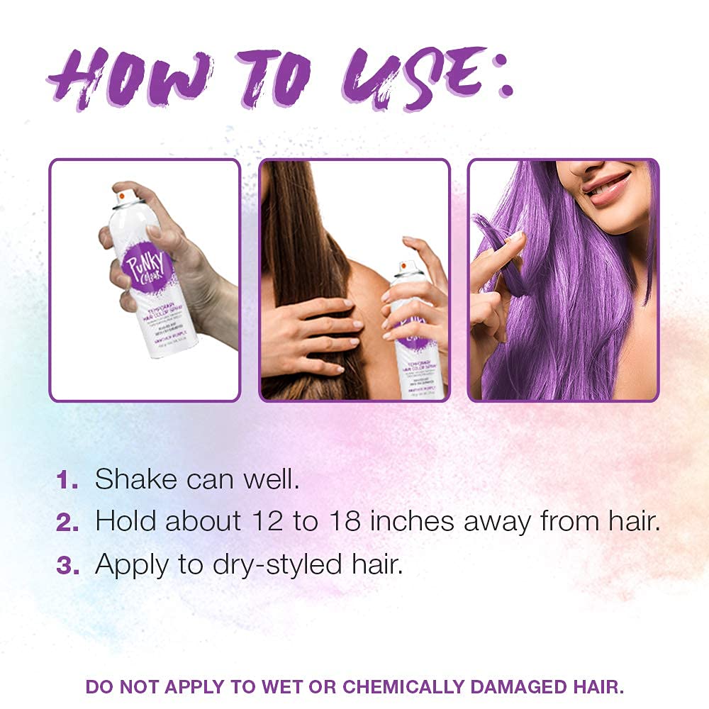 Two bottles of Punky Temporary Hair Color Spray Panther Purple