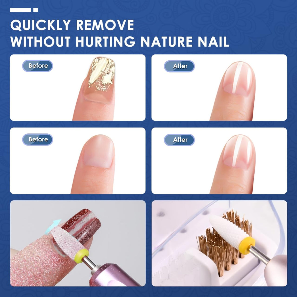 Two cleaning brushes for nail drill bits
