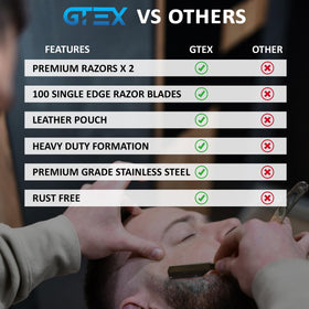 Two GTEX straight razors side by side