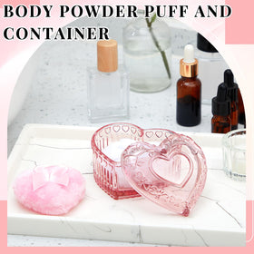 Two heart-shaped powder puffs with a cute bow detail