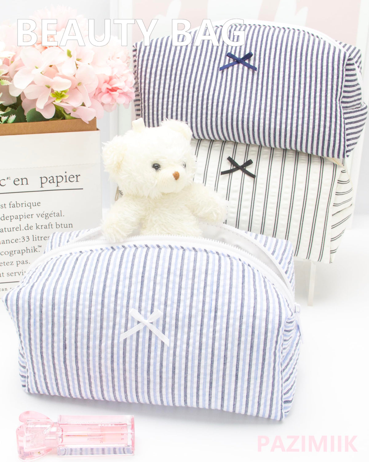 Two PAZIMIIK Cozy Makeup Bags in different floral designs