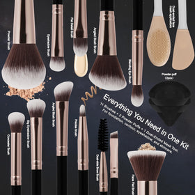 Two powder puffs included in HEDIVIA makeup brush set