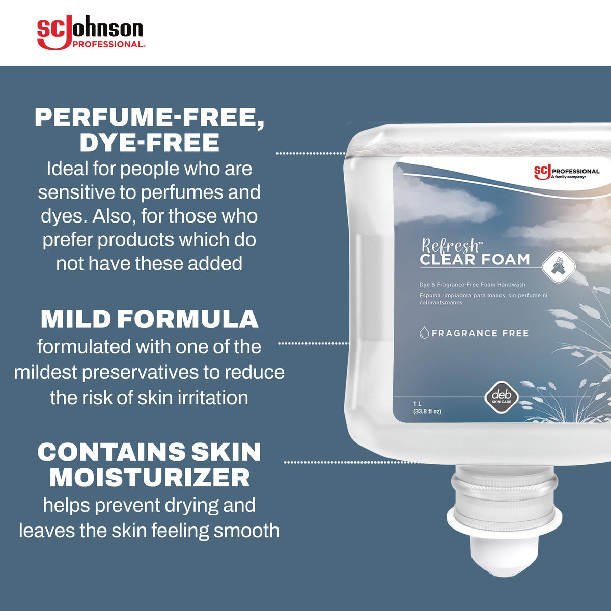 Two SC Johnson Professional Refresh Clear Foam Hand Wash cartridges on display