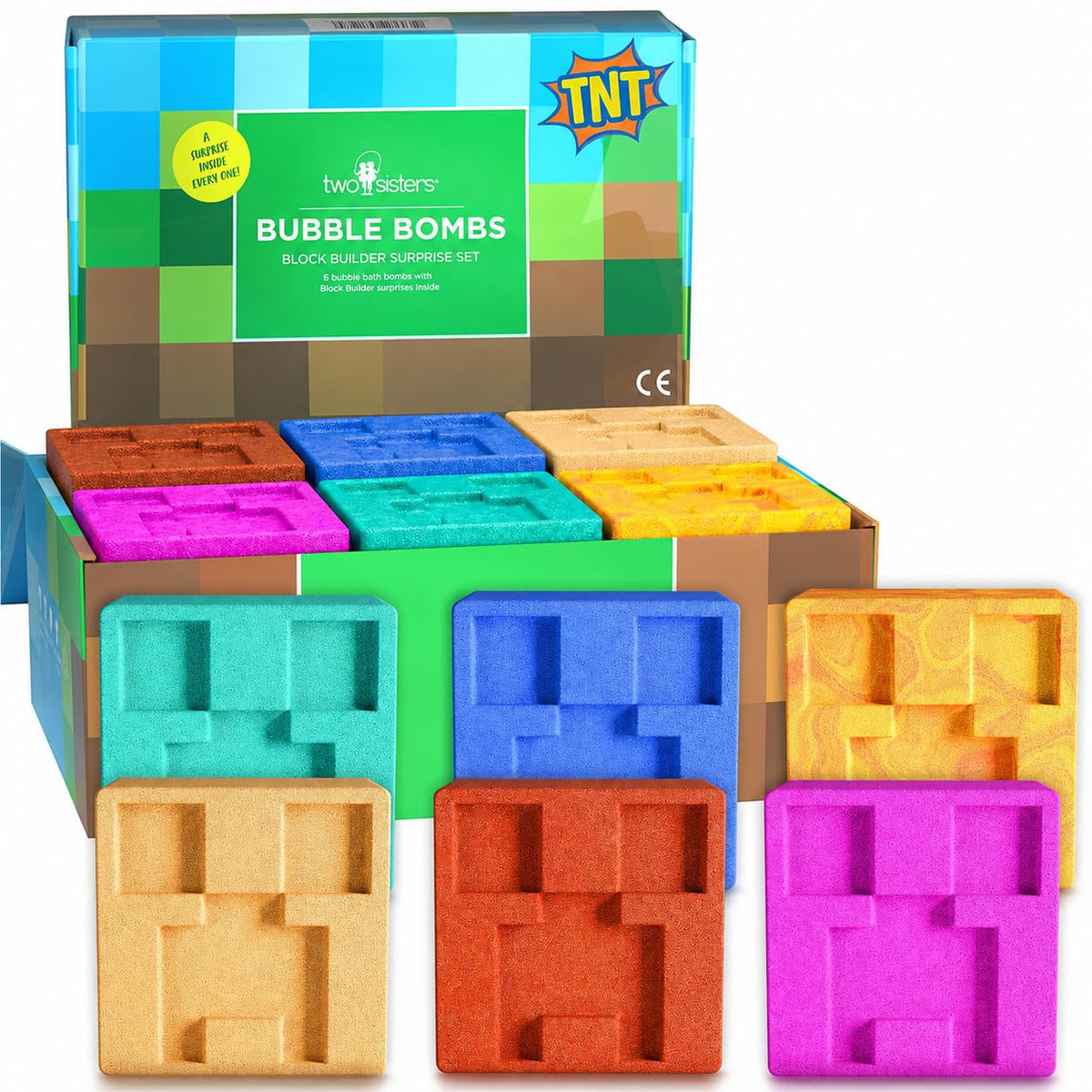 Two Sisters Creeper Bath Bombs 6 Pack front view with colourful packaging