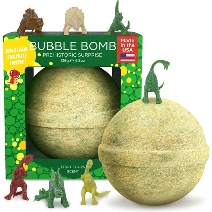 Two Sisters Dinosaur Bath Bombs in colourful packaging