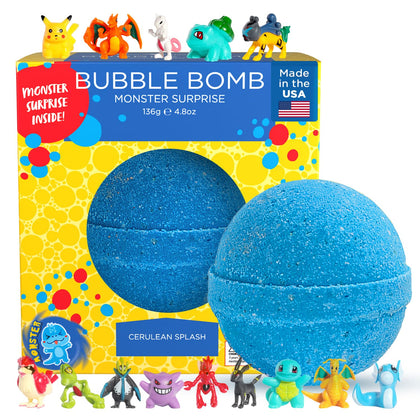 Two Sisters Poke Monster Bath Bomb front view with vibrant colours