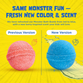 Two Sisters Poke Monster Bath Bomb in a bubbly bath setting