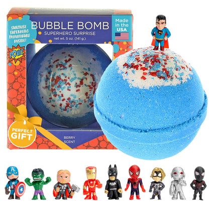 Two Sisters Superhero Bath Bomb front view with packaging
