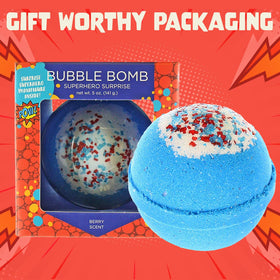 Two Sisters Superhero Bath Bomb with berry blast scent
