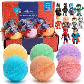 Two Sisters Superhero Bath Bombs 6 Pack in colourful packaging