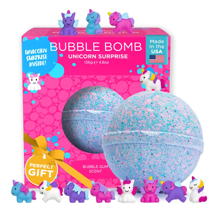 Two Sisters Unicorn Bath Bomb front view with vibrant colours