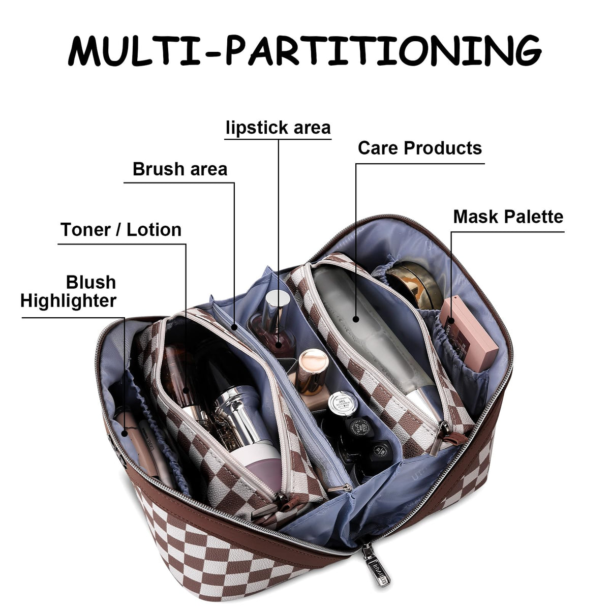 Two small makeup pouches from BOYATU Travel Makeup Bag Set