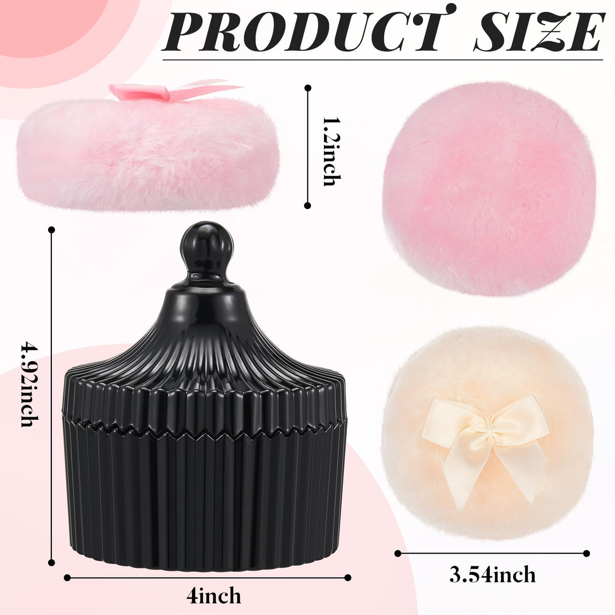 Two soft powder puffs from Tioncy set with bow detail