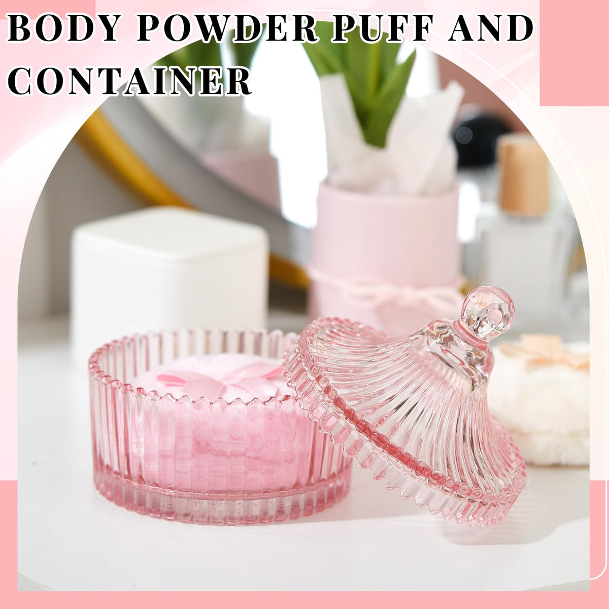Two soft powder puffs with cute bow detail