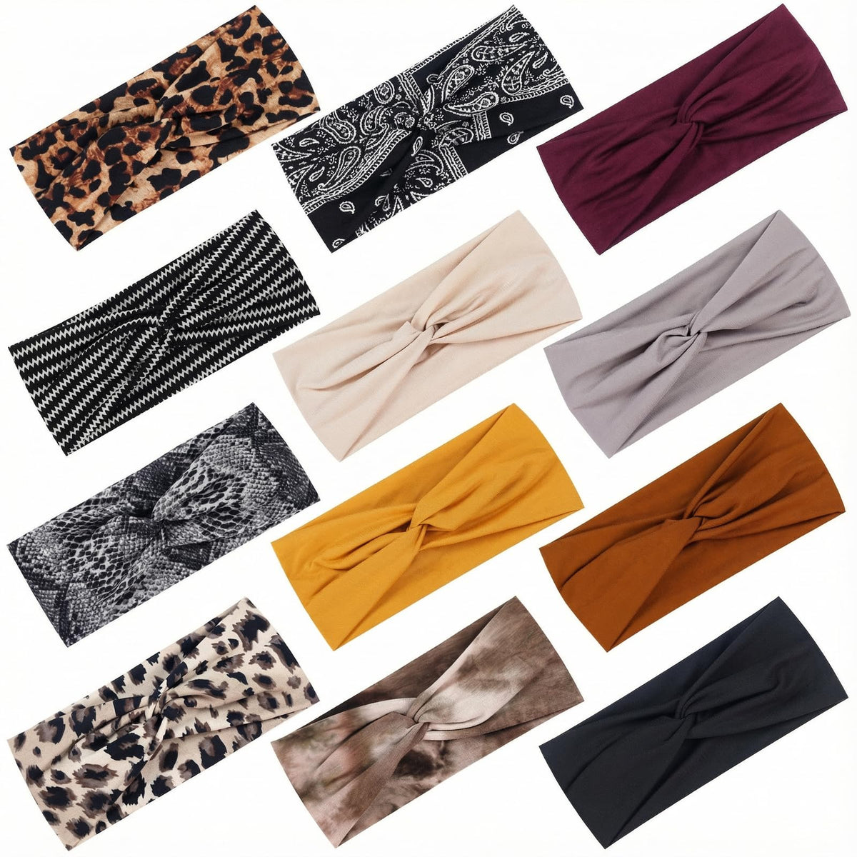 Tyfthui 12 pack headbands in assorted colours and patterns